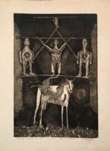 Festive pyramid with jesters